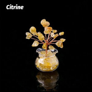 Natural Citrine Gemstone Mini Crystal Gravel Tree Happiness Memory Stone